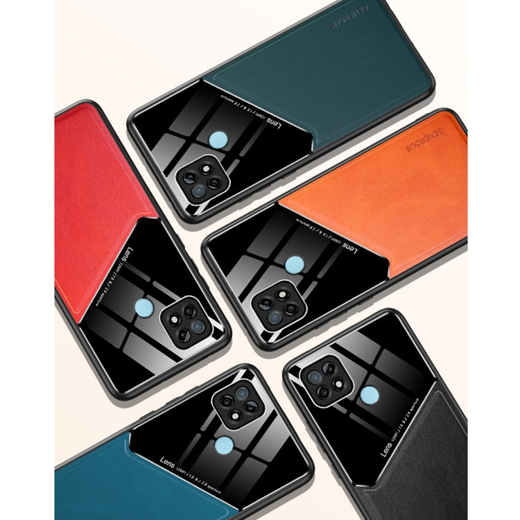 For OPPO Realme C21 All-inclusive Leather + Organic Glass Protective Case with Metal Iron Sheet