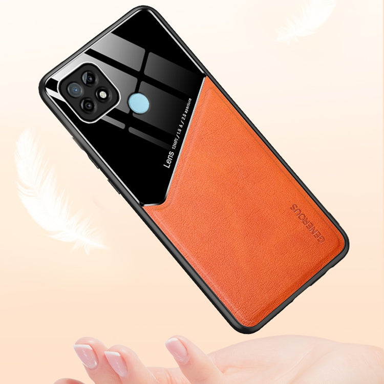 For OPPO Realme C21 All-inclusive Leather + Organic Glass Protective Case with Metal Iron Sheet