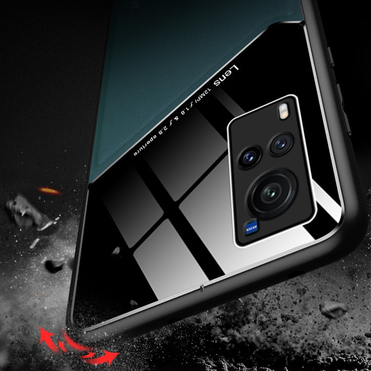 For vivo X60 5G All-inclusive Leather + Organic Glass Protective Case with Metal Iron Sheet