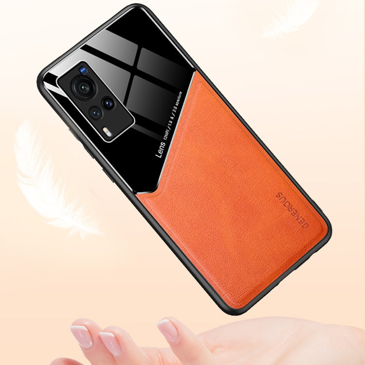 For vivo X60 5G All-inclusive Leather + Organic Glass Protective Case with Metal Iron Sheet