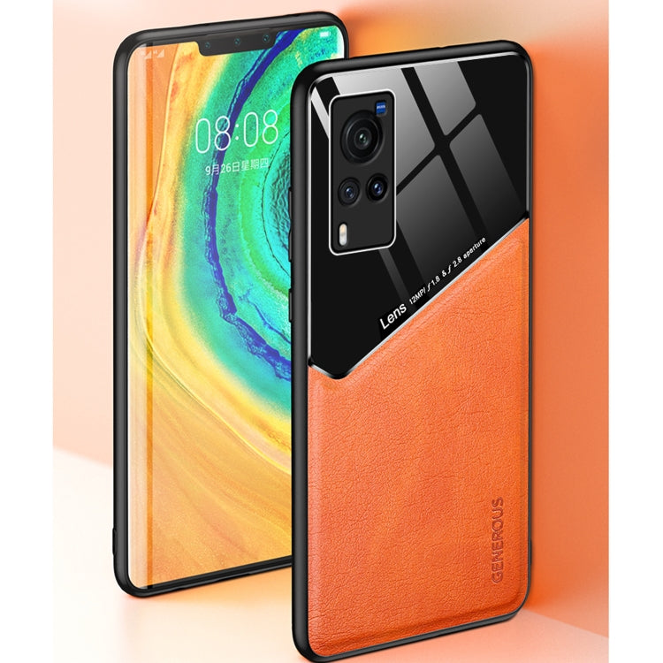 For vivo X60 5G All-inclusive Leather + Organic Glass Protective Case with Metal Iron Sheet