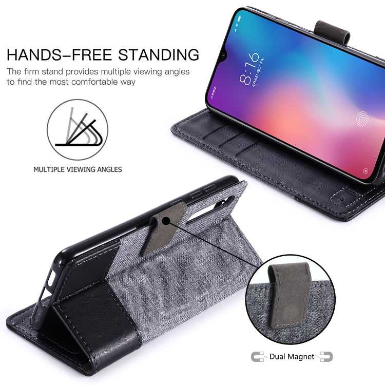 For Xiaomi Mi 9 SE MUXMA MX102 Horizontal Flip Canvas Leather Case with Stand & Card Slot & Wallet Function