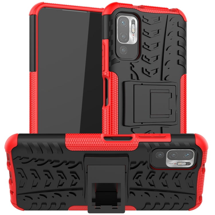 For Xiaomi Redmi Note 10 5G Tire Texture Shockproof TPU+PC Protective Case with Holder
