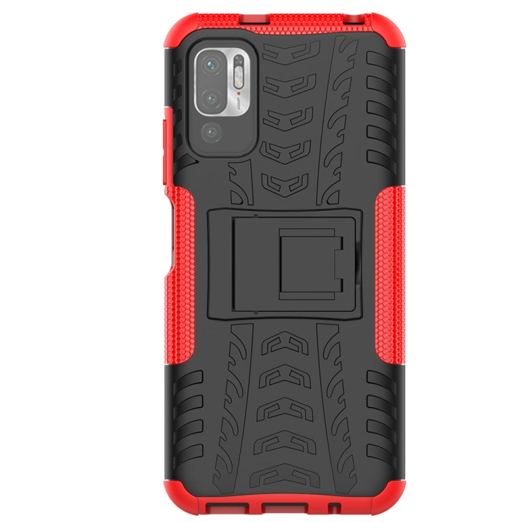 For Xiaomi Redmi Note 10 5G Tire Texture Shockproof TPU+PC Protective Case with Holder