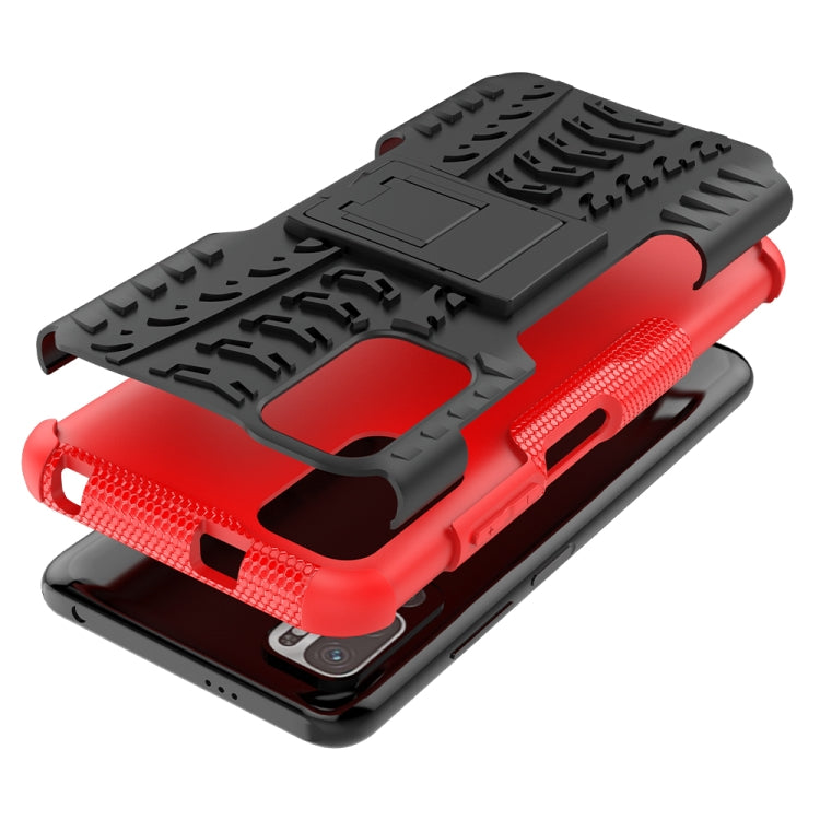 For Xiaomi Redmi Note 10 5G Tire Texture Shockproof TPU+PC Protective Case with Holder