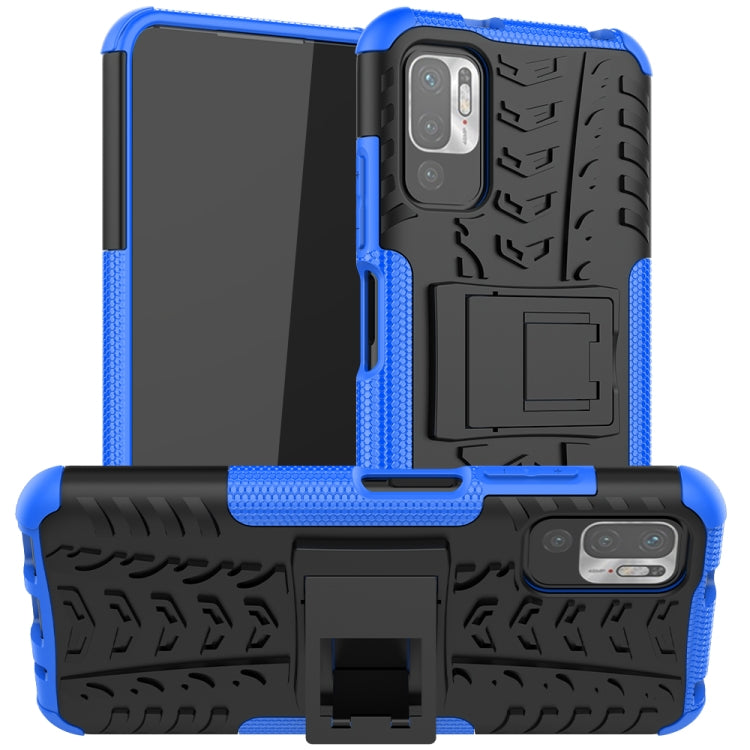 For Xiaomi Redmi Note 10 5G Tire Texture Shockproof TPU+PC Protective Case with Holder