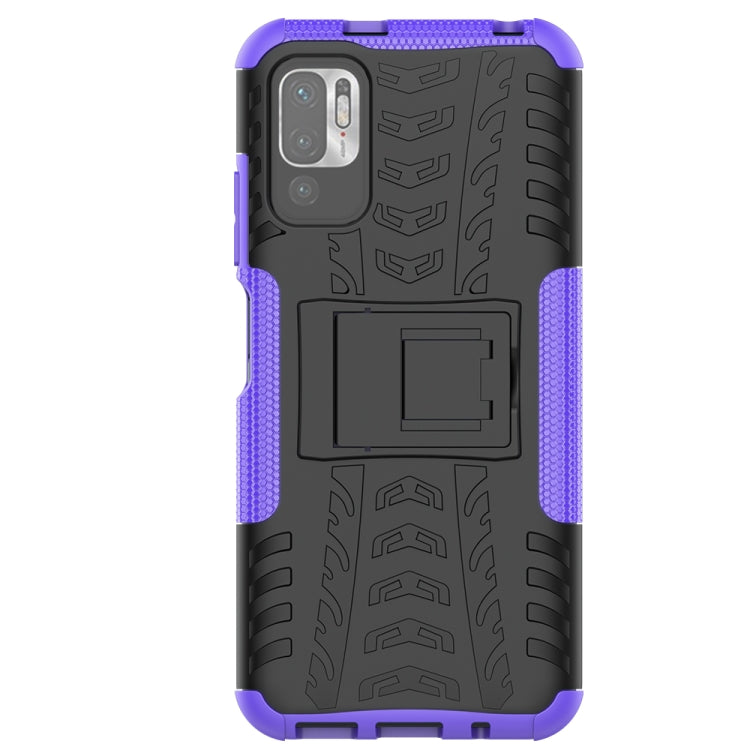 For Xiaomi Redmi Note 10 5G Tire Texture Shockproof TPU+PC Protective Case with Holder