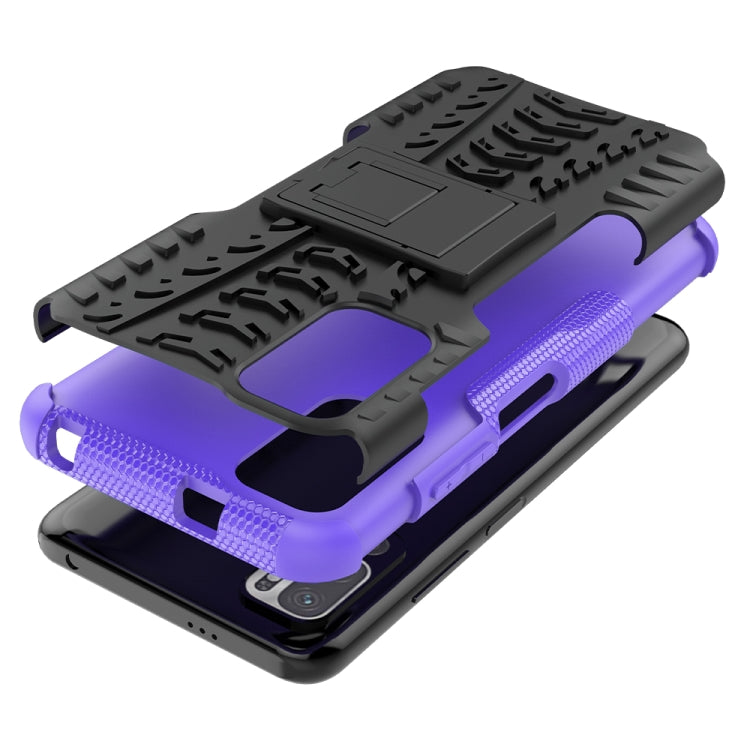 For Xiaomi Redmi Note 10 5G Tire Texture Shockproof TPU+PC Protective Case with Holder