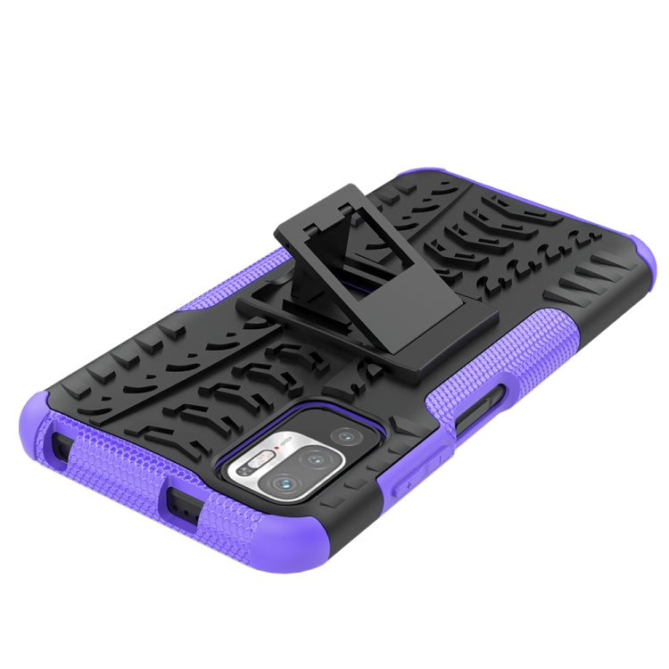 For Xiaomi Redmi Note 10 5G Tire Texture Shockproof TPU+PC Protective Case with Holder