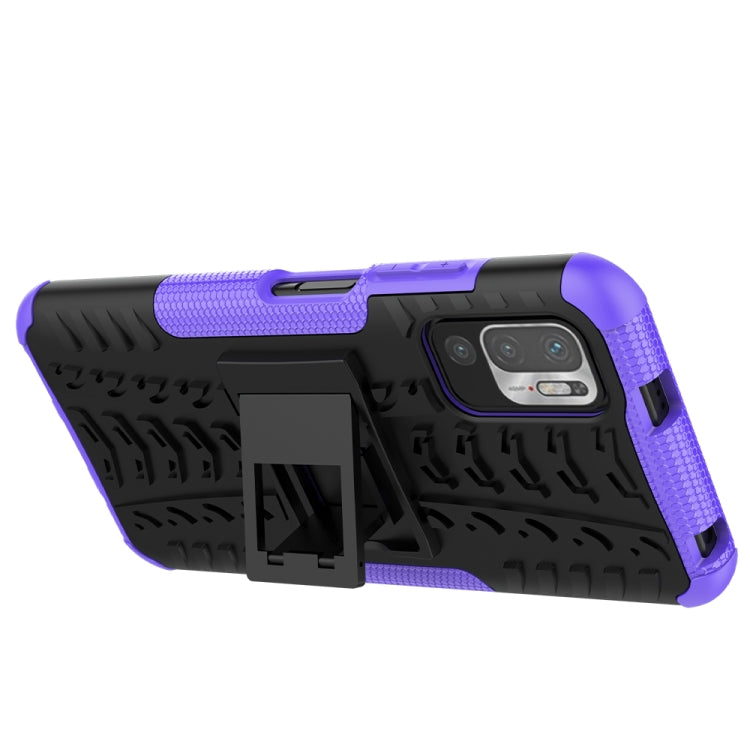 For Xiaomi Redmi Note 10 5G Tire Texture Shockproof TPU+PC Protective Case with Holder