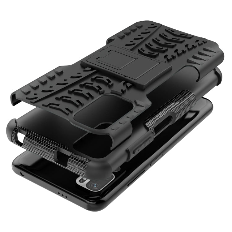 For Xiaomi Redmi Note 10 5G Tire Texture Shockproof TPU+PC Protective Case with Holder