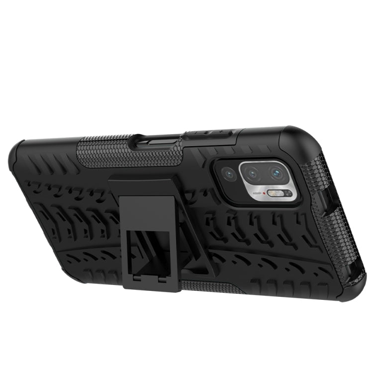 For Xiaomi Redmi Note 10 5G Tire Texture Shockproof TPU+PC Protective Case with Holder