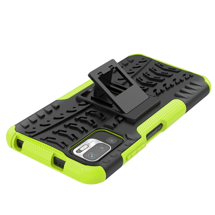 For Xiaomi Redmi Note 10 5G Tire Texture Shockproof TPU+PC Protective Case with Holder