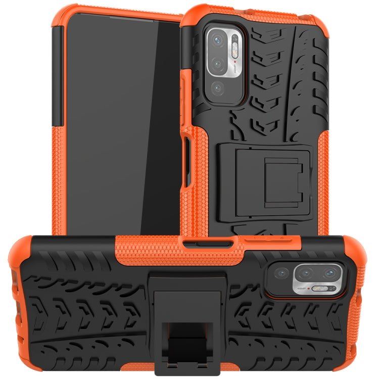 For Xiaomi Redmi Note 10 5G Tire Texture Shockproof TPU+PC Protective Case with Holder
