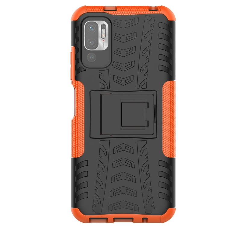 For Xiaomi Redmi Note 10 5G Tire Texture Shockproof TPU+PC Protective Case with Holder