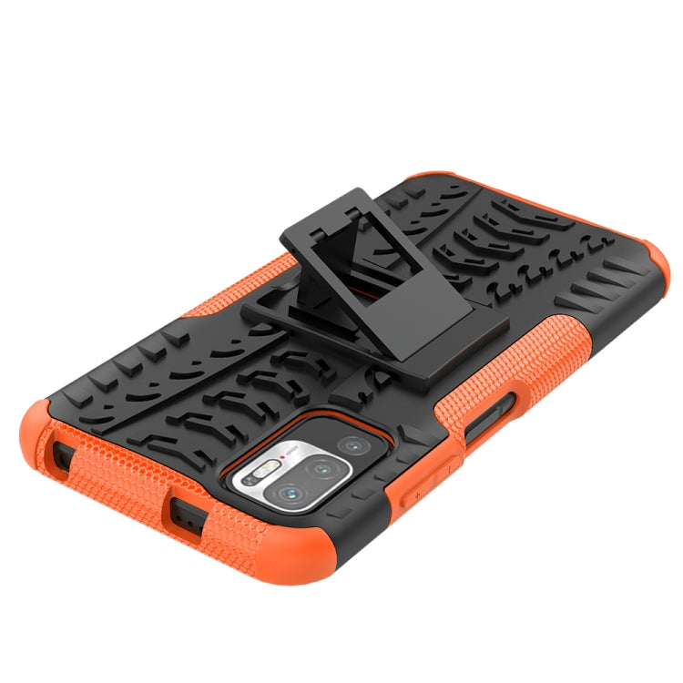 For Xiaomi Redmi Note 10 5G Tire Texture Shockproof TPU+PC Protective Case with Holder