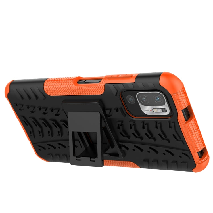 For Xiaomi Redmi Note 10 5G Tire Texture Shockproof TPU+PC Protective Case with Holder