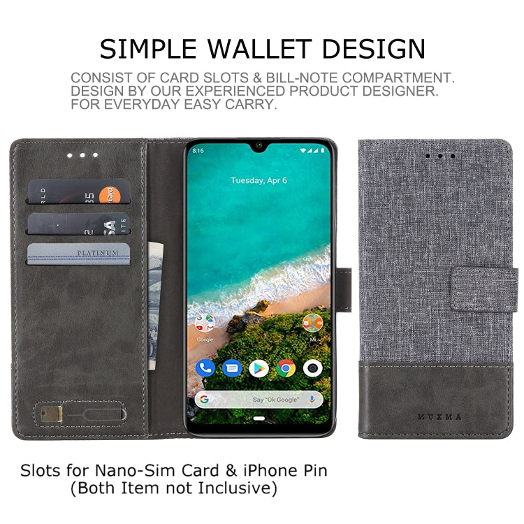 For Xiaomi Mi A3 MUXMA MX102 Horizontal Flip Canvas Leather Case with Stand & Card Slot & Wallet Function