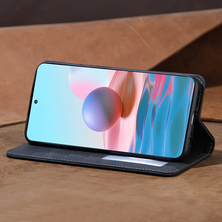 For Xiaomi Poco M3 / Redmi Note 9 4G Skin Feel Pressure Line Magnetic Horizontal Flip Leather Case with Holder & Card Slot & Wallet & Photo Frame