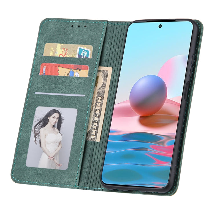 For Xiaomi Poco M3 / Redmi Note 9 4G Skin Feel Pressure Line Magnetic Horizontal Flip Leather Case with Holder & Card Slot & Wallet & Photo Frame