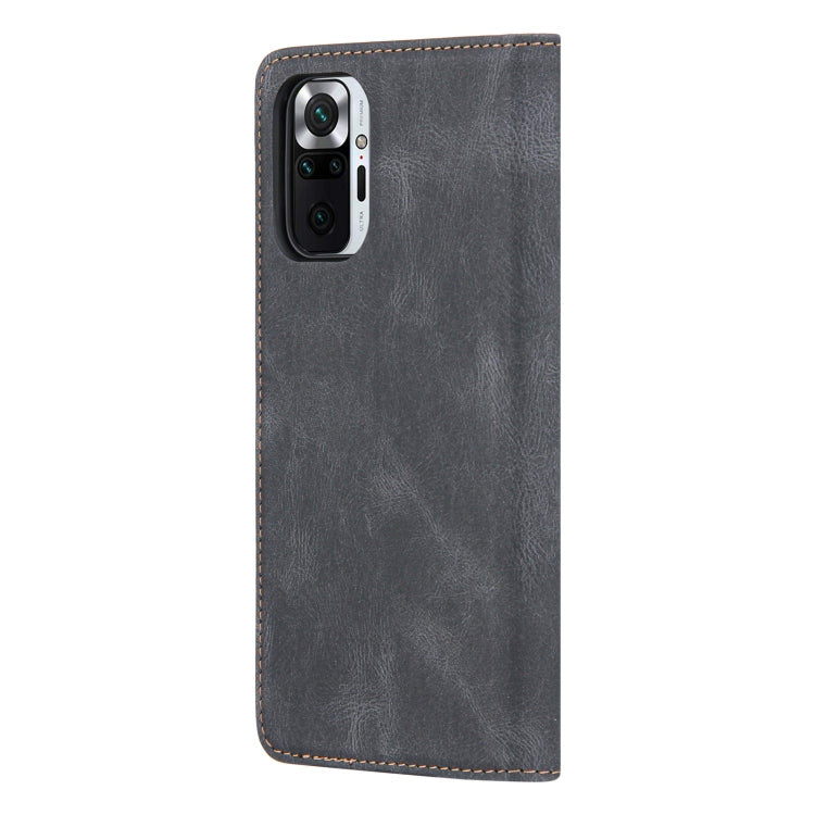 For Xiaomi Redmi Note 10 4G Skin Feel Pressure Line Magnetic Horizontal Flip Leather Case with Holder & Card Slot & Wallet & Photo Frame