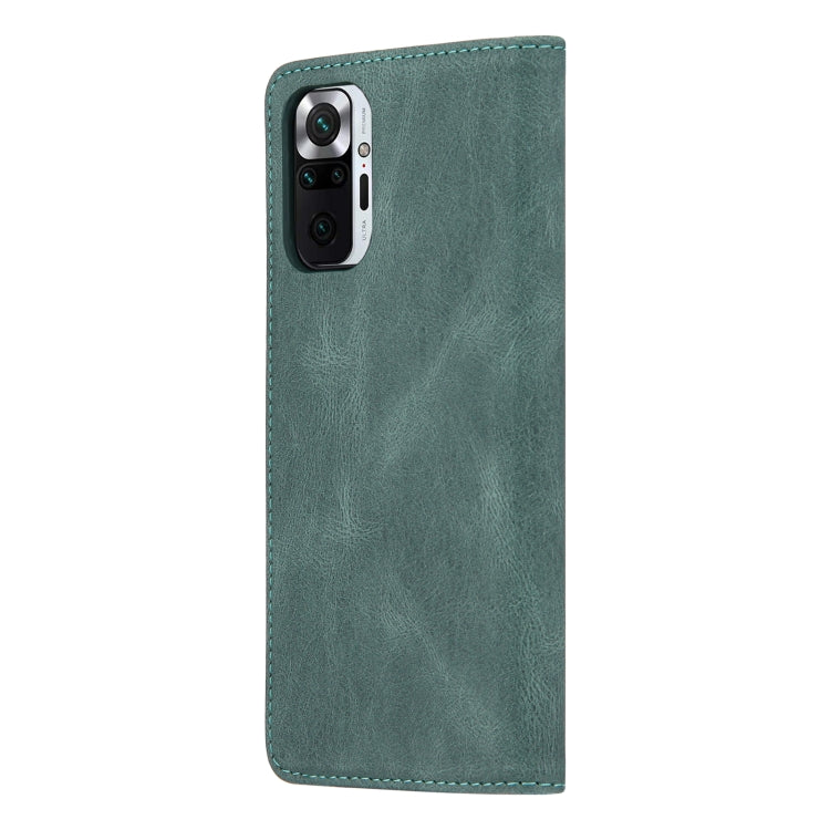 For Xiaomi Redmi Note 10 4G Skin Feel Pressure Line Magnetic Horizontal Flip Leather Case with Holder & Card Slot & Wallet & Photo Frame