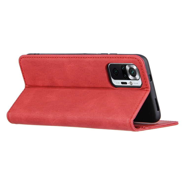 For Xiaomi Redmi Note 10 4G Skin Feel Pressure Line Magnetic Horizontal Flip Leather Case with Holder & Card Slot & Wallet & Photo Frame