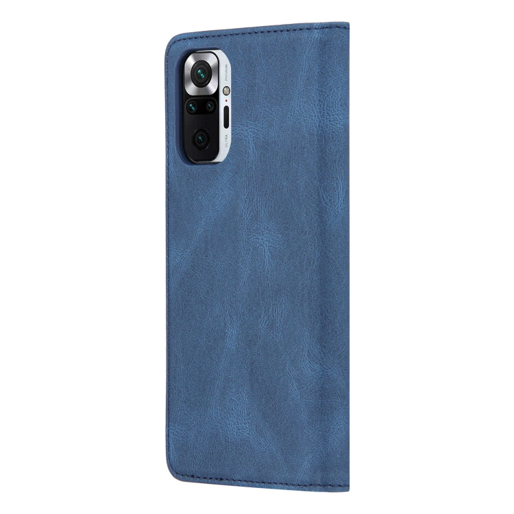 For Xiaomi Redmi Note 10 4G Skin Feel Pressure Line Magnetic Horizontal Flip Leather Case with Holder & Card Slot & Wallet & Photo Frame