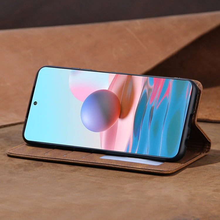 For Xiaomi Redmi Note 10 5G Skin Feel Pressure Line Magnetic Horizontal Flip Leather Case with Holder & Card Slot & Wallet & Photo Frame