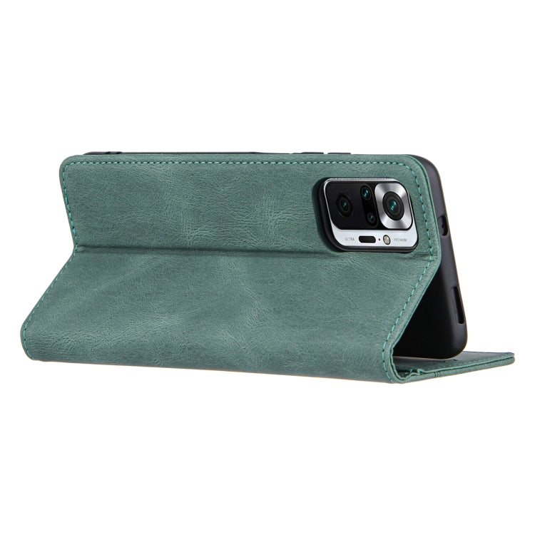 For Xiaomi Redmi Note 10 5G Skin Feel Pressure Line Magnetic Horizontal Flip Leather Case with Holder & Card Slot & Wallet & Photo Frame