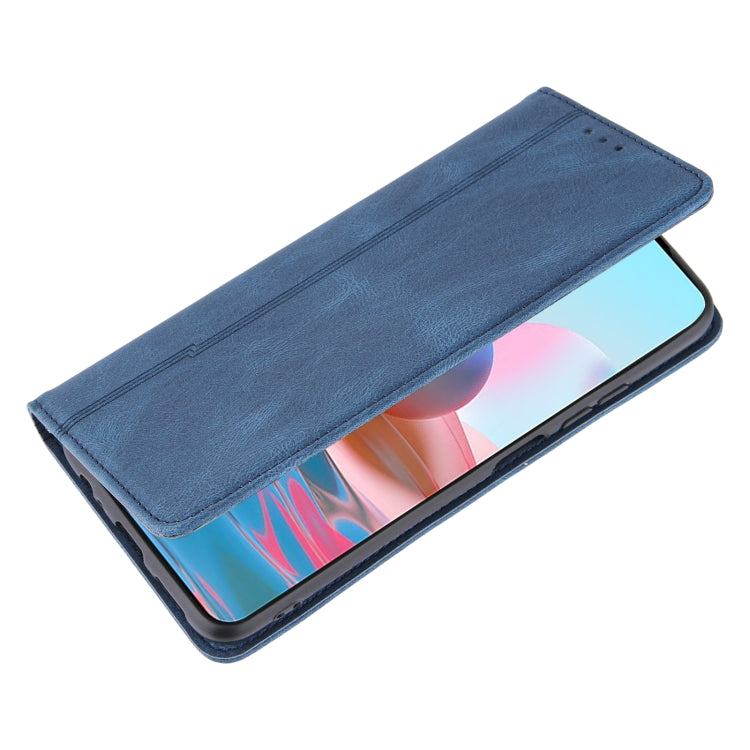 For Xiaomi Redmi Note 10 5G Skin Feel Pressure Line Magnetic Horizontal Flip Leather Case with Holder & Card Slot & Wallet & Photo Frame