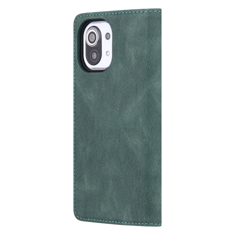 For Xiaomi Mi 11 Skin Feel Pressure Line Magnetic Horizontal Flip Leather Case with Holder & Card Slot & Wallet & Photo Frame