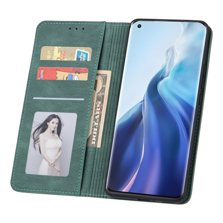For Xiaomi Mi 11 Skin Feel Pressure Line Magnetic Horizontal Flip Leather Case with Holder & Card Slot & Wallet & Photo Frame