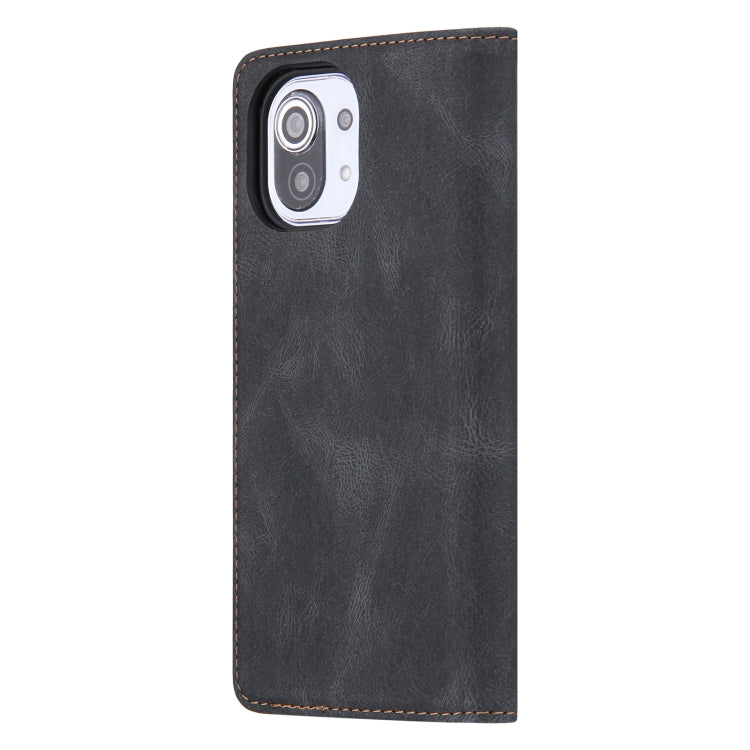 For Xiaomi Mi 11 Lite Skin Feel Pressure Line Magnetic Horizontal Flip Leather Case with Holder & Card Slot & Wallet & Photo Frame
