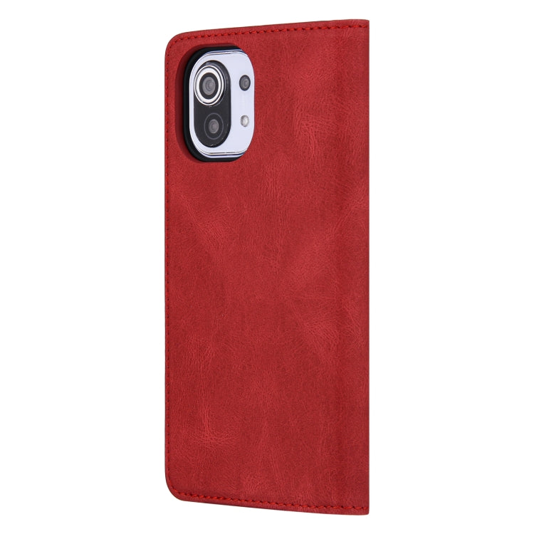 For Xiaomi Mi 11 Lite Skin Feel Pressure Line Magnetic Horizontal Flip Leather Case with Holder & Card Slot & Wallet & Photo Frame