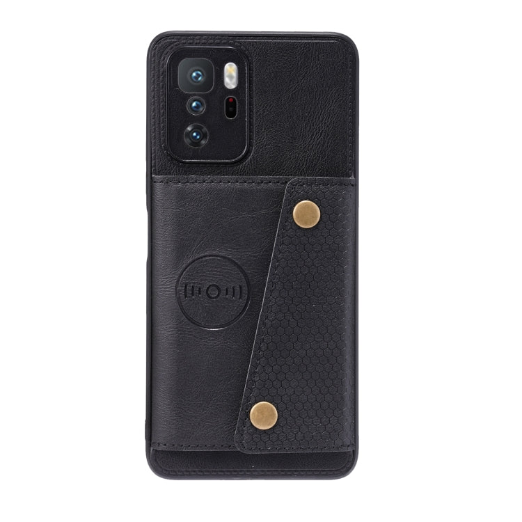 For Xiaomi Redmi Note 10 Pro 5G Double Buckle PU + TPU Shockproof Magnetic Protective Case with Card Slot & Holder