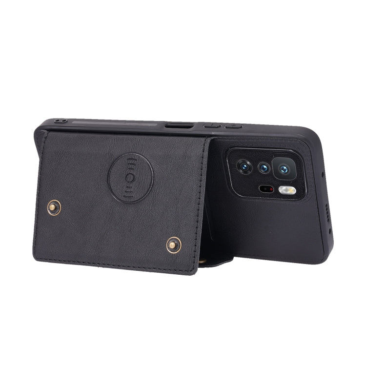 For Xiaomi Redmi Note 10 Pro 5G Double Buckle PU + TPU Shockproof Magnetic Protective Case with Card Slot & Holder