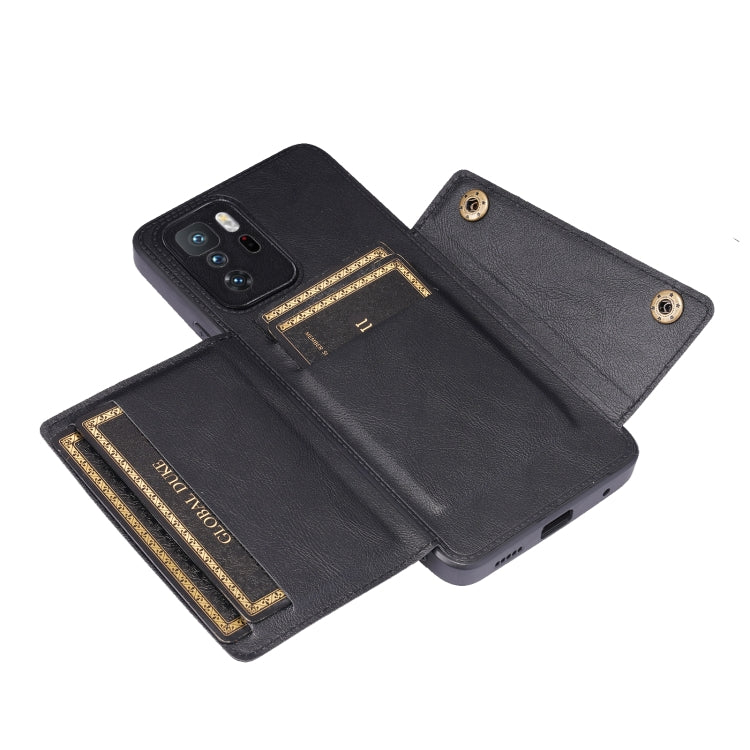For Xiaomi Redmi Note 10 Pro 5G Double Buckle PU + TPU Shockproof Magnetic Protective Case with Card Slot & Holder