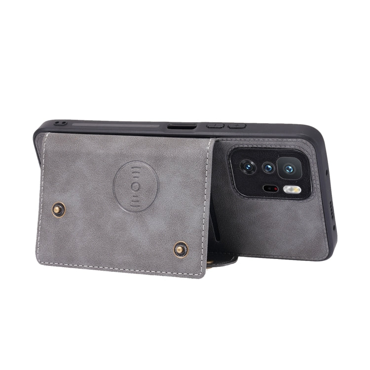 For Xiaomi Redmi Note 10 Pro 5G Double Buckle PU + TPU Shockproof Magnetic Protective Case with Card Slot & Holder