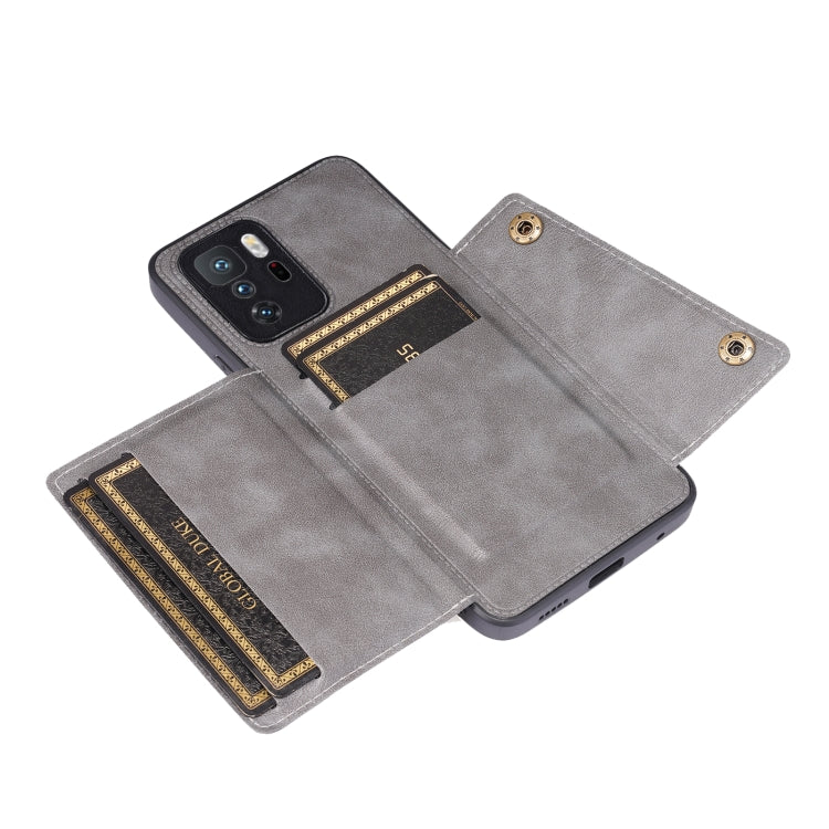 For Xiaomi Redmi Note 10 Pro 5G Double Buckle PU + TPU Shockproof Magnetic Protective Case with Card Slot & Holder