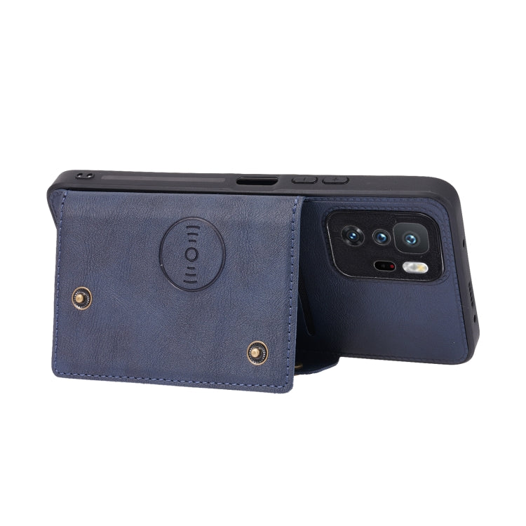 For Xiaomi Redmi Note 10 Pro 5G Double Buckle PU + TPU Shockproof Magnetic Protective Case with Card Slot & Holder