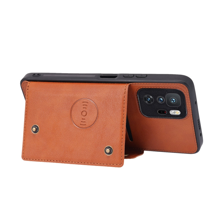 For Xiaomi Redmi Note 10 Pro 5G Double Buckle PU + TPU Shockproof Magnetic Protective Case with Card Slot & Holder