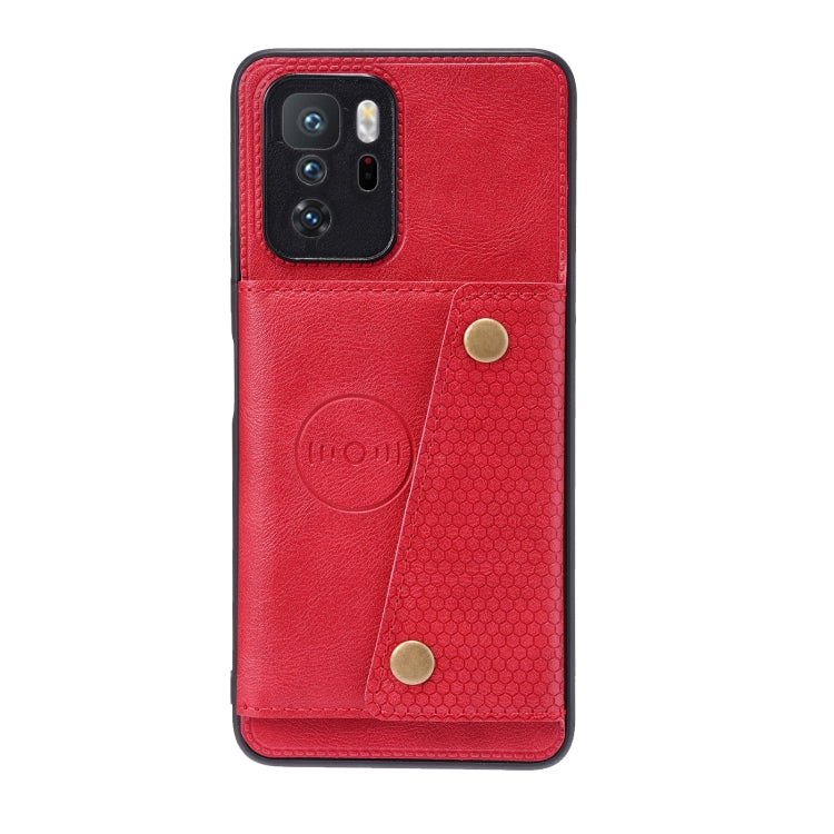 For Xiaomi Redmi Note 10 Pro 5G Double Buckle PU + TPU Shockproof Magnetic Protective Case with Card Slot & Holder