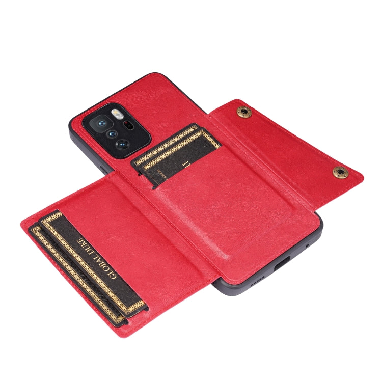 For Xiaomi Redmi Note 10 Pro 5G Double Buckle PU + TPU Shockproof Magnetic Protective Case with Card Slot & Holder