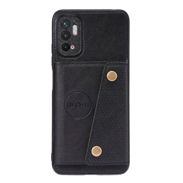 For Xiaomi Redmi Note 10 5G Double Buckle PU + TPU Shockproof Magnetic Protective Case with Card Slot & Holder