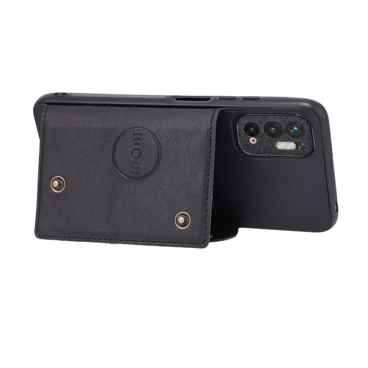 For Xiaomi Redmi Note 10 5G Double Buckle PU + TPU Shockproof Magnetic Protective Case with Card Slot & Holder