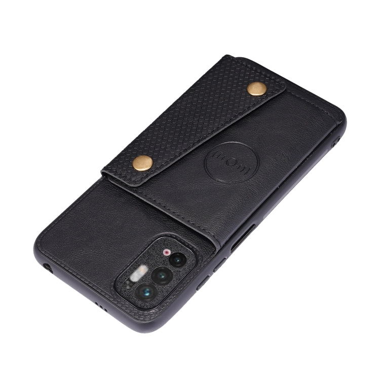 For Xiaomi Redmi Note 10 5G Double Buckle PU + TPU Shockproof Magnetic Protective Case with Card Slot & Holder