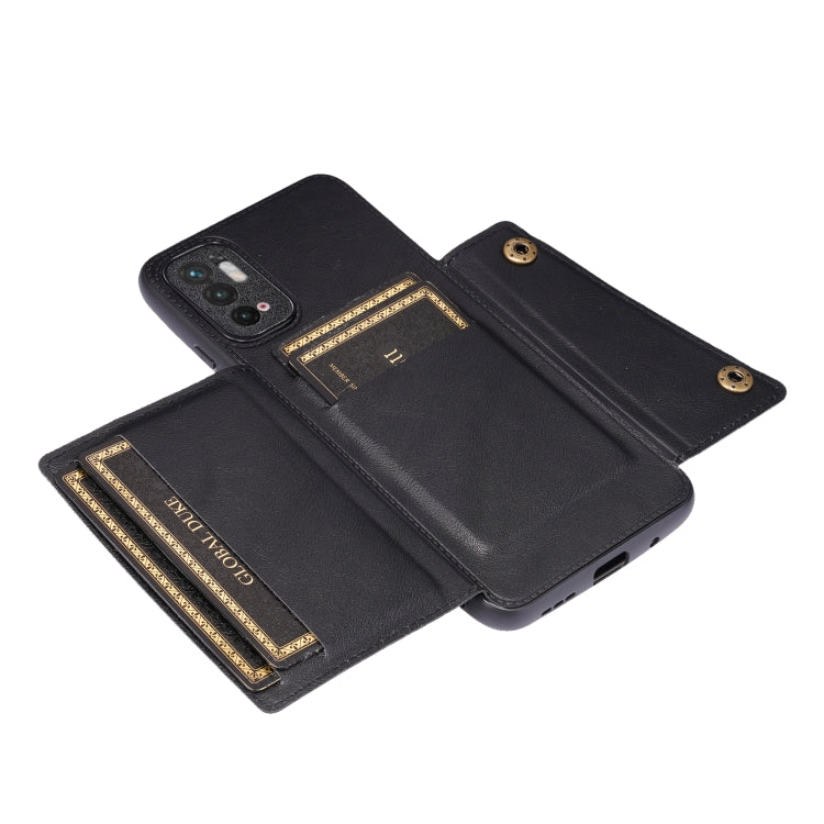 For Xiaomi Redmi Note 10 5G Double Buckle PU + TPU Shockproof Magnetic Protective Case with Card Slot & Holder