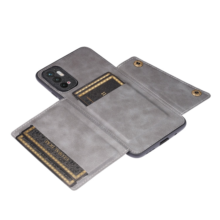 For Xiaomi Redmi Note 10 5G Double Buckle PU + TPU Shockproof Magnetic Protective Case with Card Slot & Holder