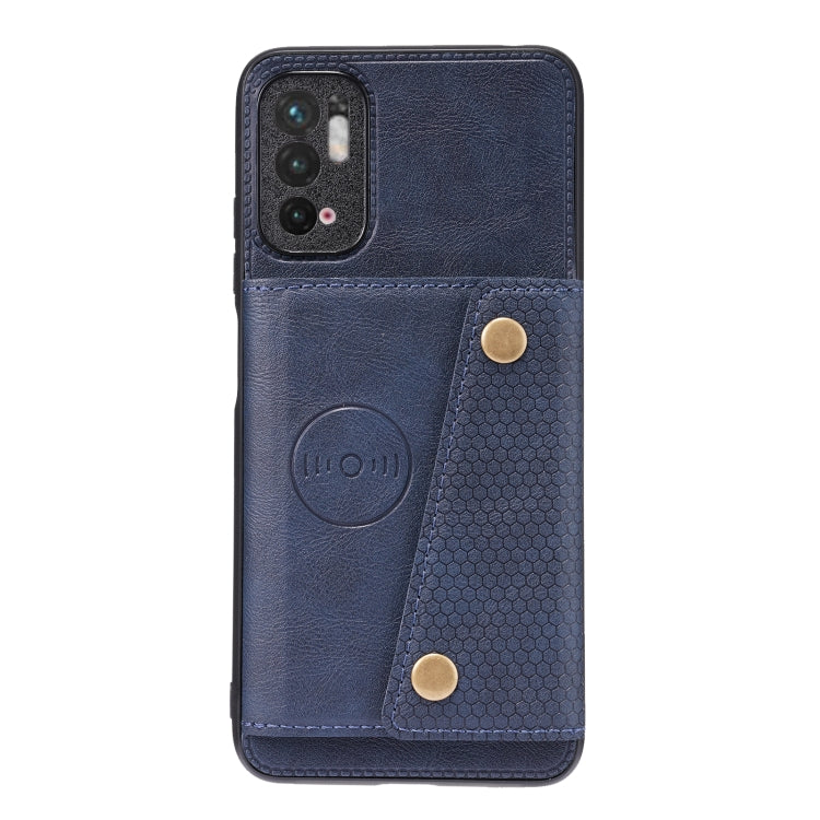 For Xiaomi Redmi Note 10 5G Double Buckle PU + TPU Shockproof Magnetic Protective Case with Card Slot & Holder